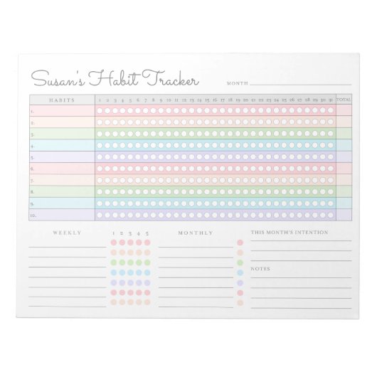 Monatlicher Habit-Tracker - Rainbow Minimalistisch Notizblock (Vorderseite)