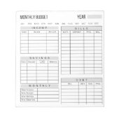 Monatlicher Haushaltsplaner Hinweis Notizblock (Vorderseite)