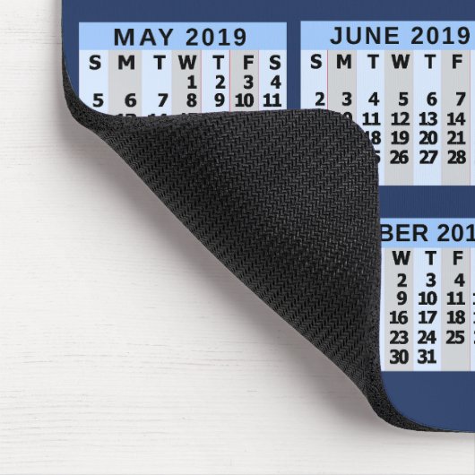 Monatlicher Kalender 2019 Leicht zu lesen Mousepad (Ecke)