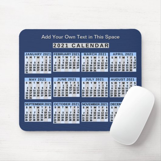 Monatlicher Kalender 2021 Leicht zu lesen Mousepad (Mit Mouse)