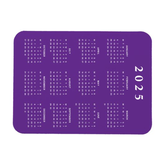 Monatlicher Kalender 2025 Magnet (Horizontal)