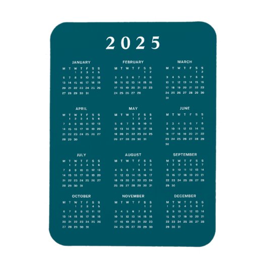 Monatlicher Kalender 2025 Magnet (Vertikal)