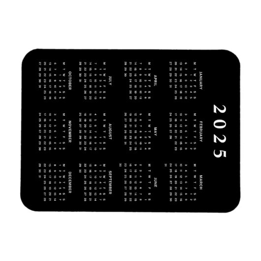 Monatlicher Kalender 2025 Magnet (Horizontal)