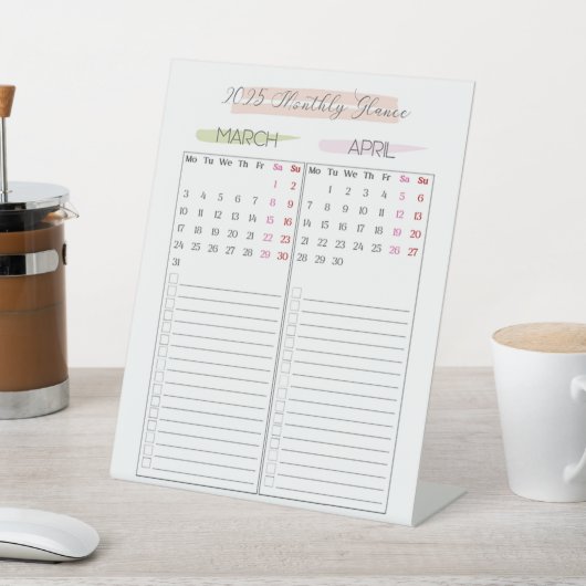Monatlicher Kalender 2025 Sockelschild (In SItu)