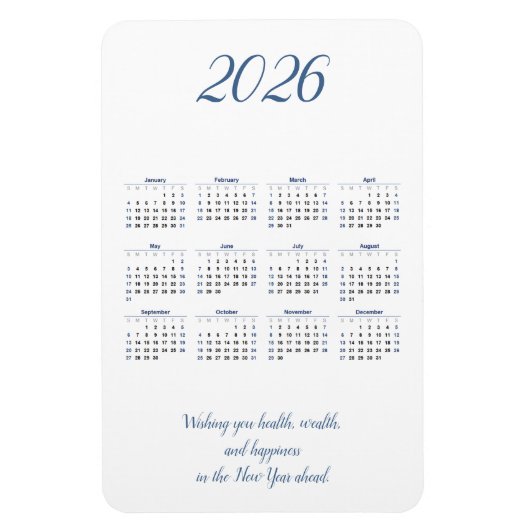 Monatlicher Kalender 2026 mit Zitat Magnet (Vertikal)