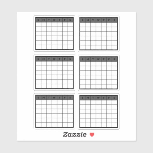 Monatlicher Kalender Aufkleber (Blatt)