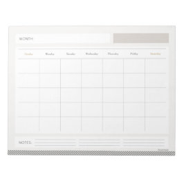 Monatlicher Kalender Notizblock