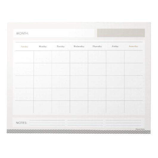 Monatlicher Kalender Notizblock (Vorderseite)