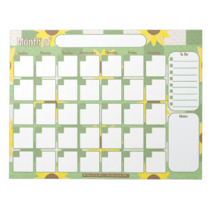 Monatlicher Planer Sonnenblumenmuster Kariert Notizblock