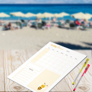 Monatlicher Planer - Thema Niedliche Bienen - A4 P Notizblock