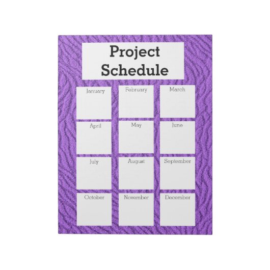 Monatlicher Projektplan lila Drucknotizen Notizblock (Rotiert)