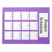 Monatlicher Projektplan lila Drucknotizen Notizblock (Vorderseite)