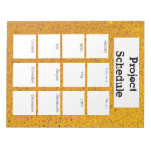Monatlicher Projektplan orangefarben Notizblock (Vorderseite)