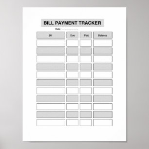 Monatlicher Rechnungszahlungs-Tracker Poster