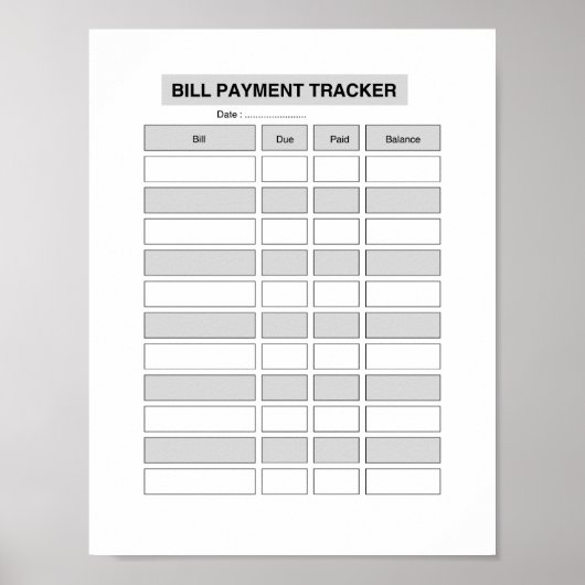 Monatlicher Rechnungszahlungs-Tracker Poster (Vorne)