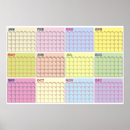 Monatlicher undatierter farbenfroher leerer Planer Poster