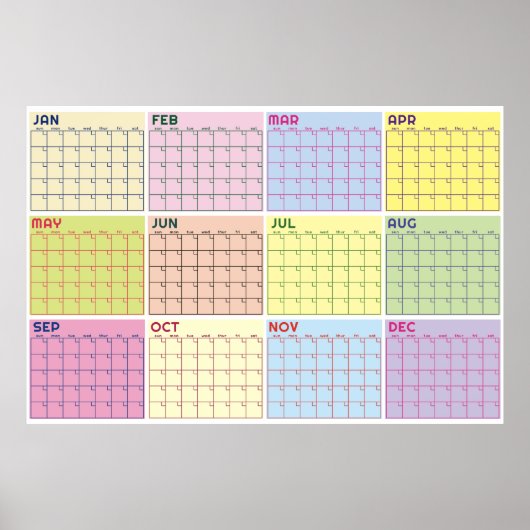 Monatlicher undatierter farbenfroher leerer Planer Poster (Vorne)