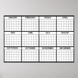 Monatlicher undatierter minimaler Wandplaner-Kalen Poster