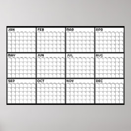 Monatlicher undatierter minimalistischer Wandplane Poster