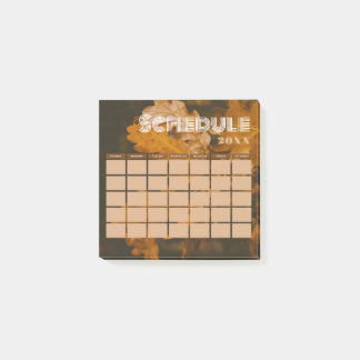 Monatlicher Zeitplan 20XX für das Braunen und Schw Post-it Klebezettel