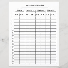 Monatliches 4-Spalten-Diagramm für 10.00 Uhr-Diagr