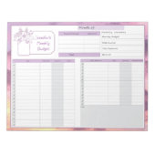 Monatliches Budget und Bill Tracker Lila Gelb Notizblock (Vorderseite)