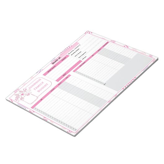 Monatliches Budget und Bill Tracker Notizblock (angewinkelt)