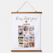 Monatliches Foto Baby erstes Jahr Wandteppich Mit Holzrahmen (Vorderseite)
