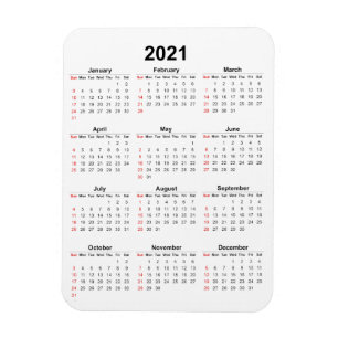 Monatliches Kalenderblatt 2021 Magnet