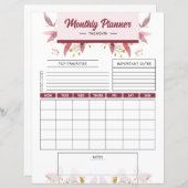 Monatliches Muster für die Druckvorlage (Vorne/Hinten)