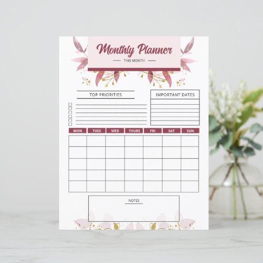 Monatliches Muster für die Druckvorlage (Stehend Vorderseite)