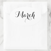 Monatsaufkleber: März Ovaler Aufkleber (Tasche)