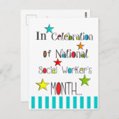 Monatsaufwertung der glücklichen Sozialarbeiter Postkarte (Vorne/Hinten)