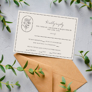 Monatsblume Juni Vollständig anpassbare Hochze RSVP Karte