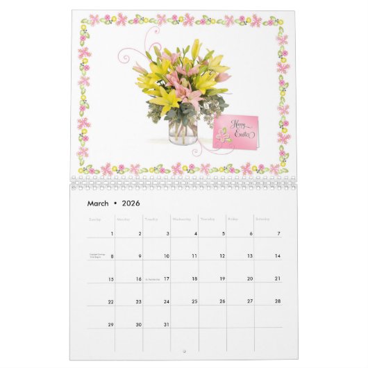 MonatsBlumen-Blumenstrauß und Karten-Kalender Kalender (Mär 2026)