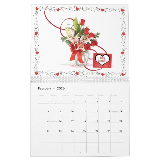 MonatsBlumen-Blumenstrauß und Karten-Kalender Kalender (Feb 2026)