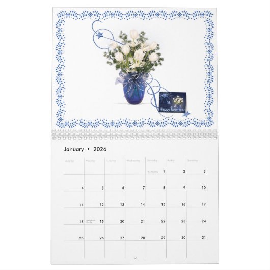 MonatsBlumen-Blumenstrauß und Karten-Kalender Kalender (Jan 2026)