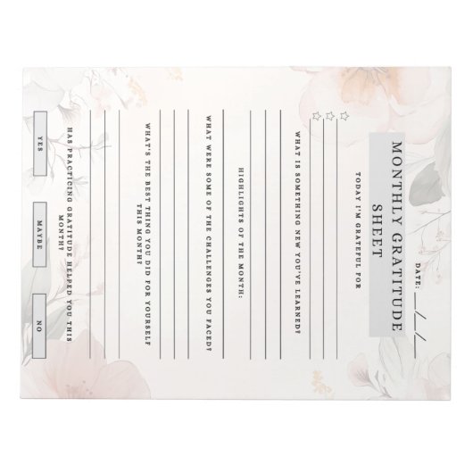 MonatsDankesblatt Notizblock (Vorderseite)