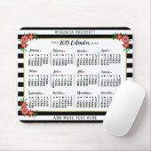 Monatskalender 2019 | Preppy Floral Stripes Mousepad (Mit Mouse)