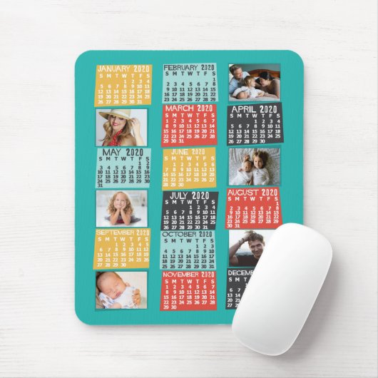 Monatskalender 2020 Modernes FotoCollage Mousepad (Mit Mouse)