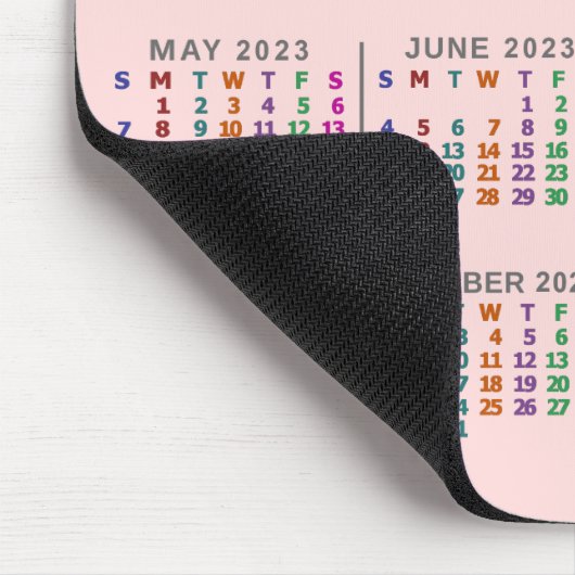 Monatskalender 2023 Personalisiert Rosa Rosa Mousepad (Ecke)