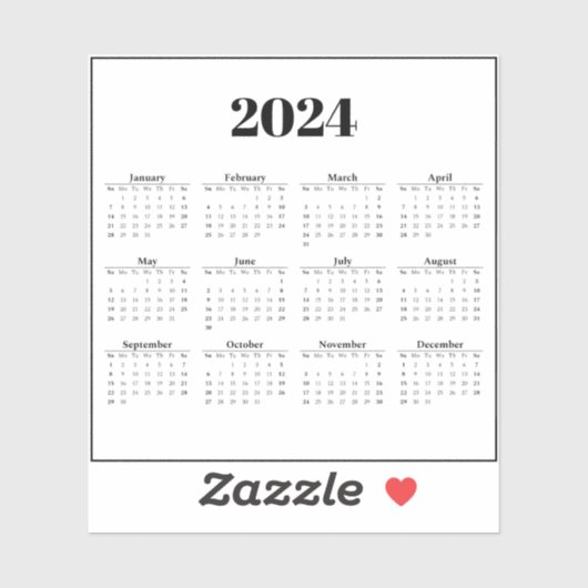 Monatskalender 2024 | Hintergrund Aufkleber (Blatt)