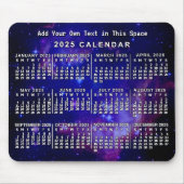 Monatskalender 2025 Benutzerdefinierter Weltraumne Mousepad (Vorne)