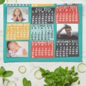 Monatskalender 2025 Modernes FotoCollage Geschirrtuch (Gefaltet)