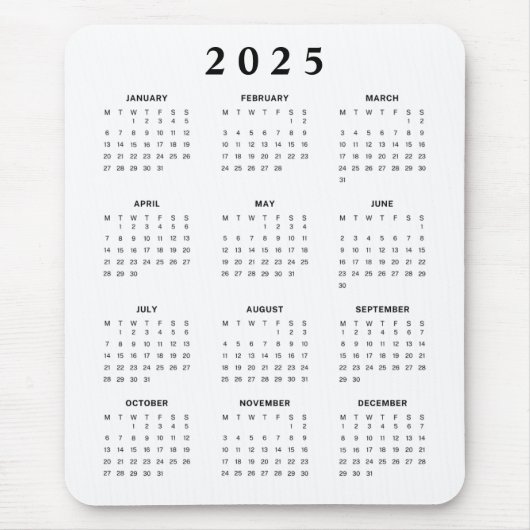 Monatskalender 2025 mousepad (Vorne)