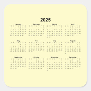 Monatskalender 2025 quadratischer aufkleber