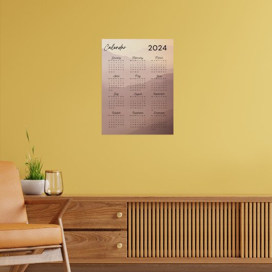 Monatskalender der Sonnenuntergänge 2024 Poster (Wohnzimmer 2)