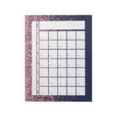 Monatskalender Navy Blue Blush Pink Glitzer Notizblock (Rotiert)