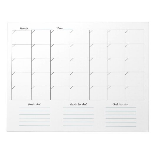 Monatskalender Notizblock (Vorderseite)