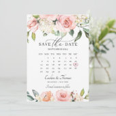 Monatskalender Rosa Blütenrosa Save The Date (Stehend Vorderseite)
